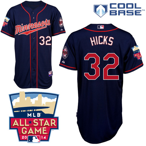 Aaron Hicks #32 MLB Jersey-Minnesota Twins Men's Authentic 2014 ALL Star Alternate Navy Cool Base Baseball Jersey